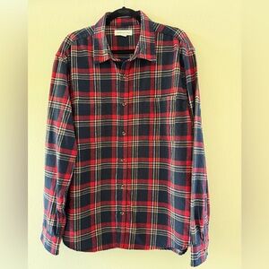 Aeropostale Navy and Red Plaid Flannel Button-Down Shirt